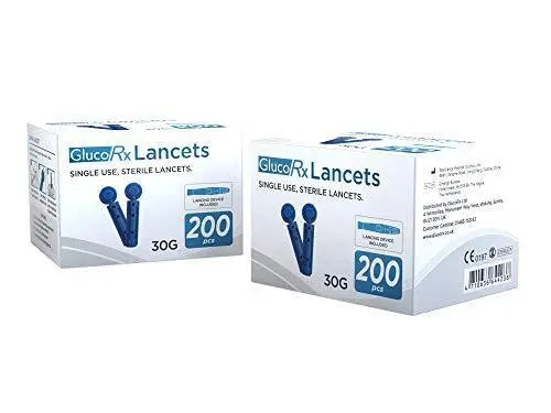 GlucoRx Sterile Lancets (30g), 200 Pack - Arc Health Nutrition UK Ltd