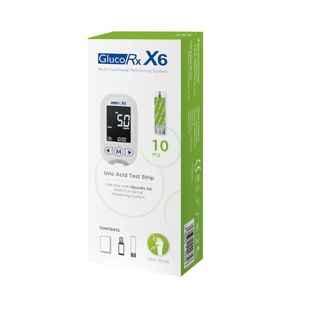 GlucoRx X6 Uric Acid Test Strips (10)