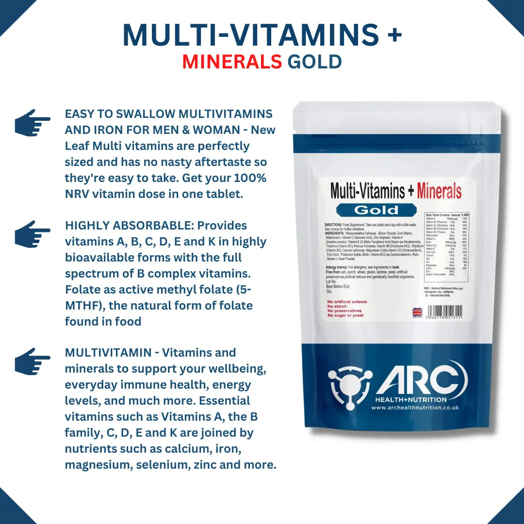 Gold Standard Multivitamins and Minerals Tablets for Complete Health - Arc Health Nutrition