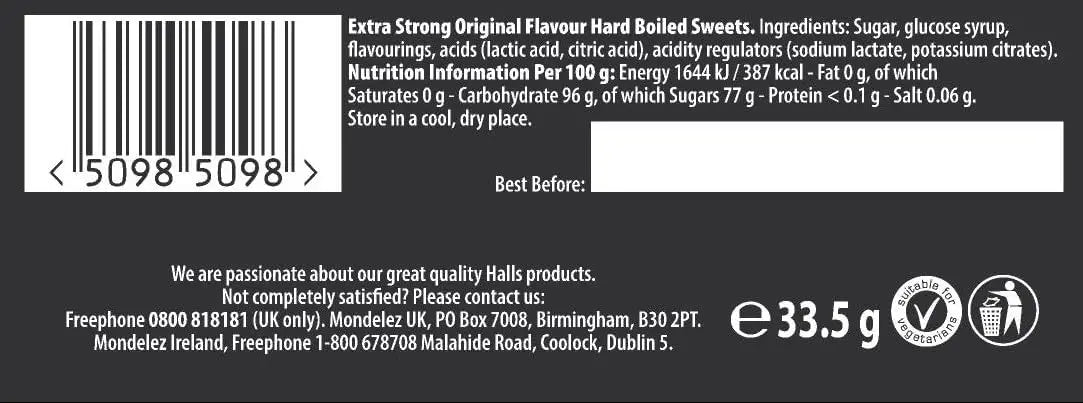 Halls Extra Strong Menthol Action(Pack of 20 Lozenges) Halls