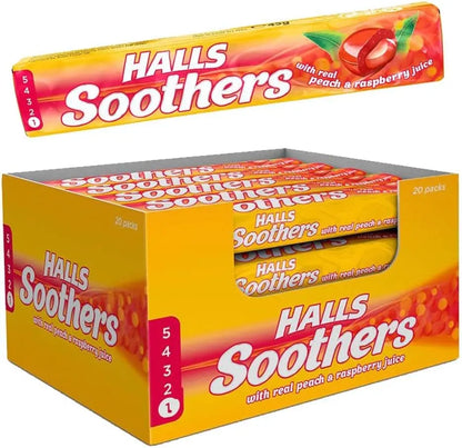 Halls Soothers Peach & Raspberry Flavour Pack of 20 Halls