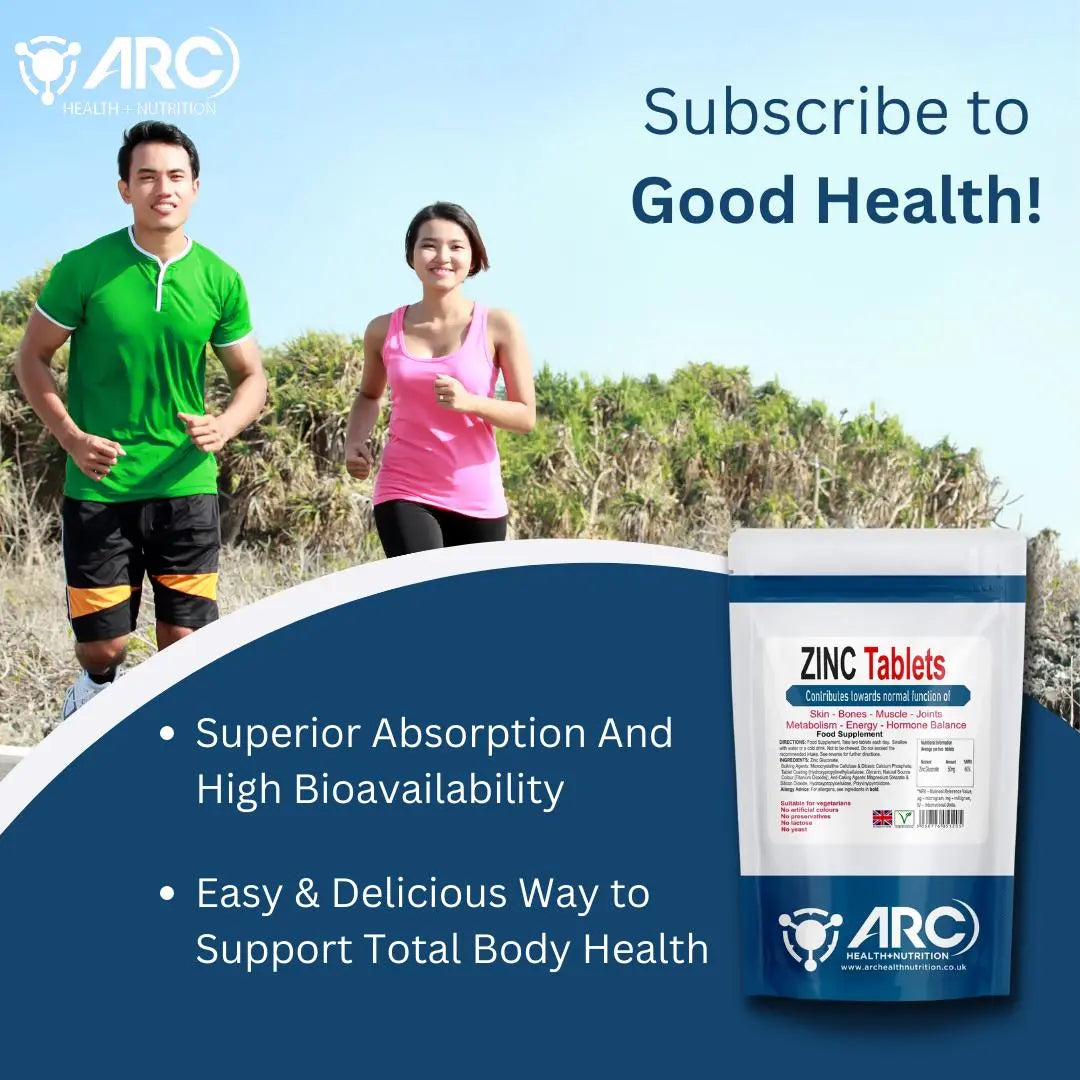 High-Potency Zinc 50mg Tablets - Essential Zinc Supplement for Immune Support Arc Health Nutrition