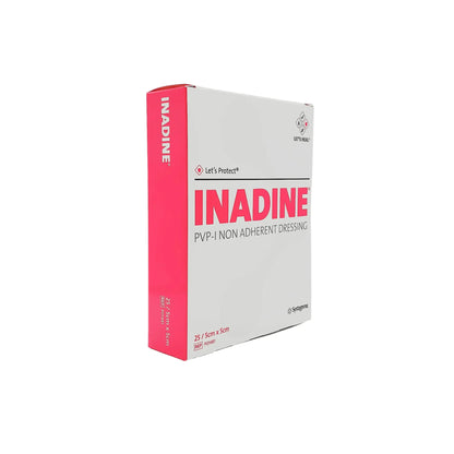 Inadine 5cm x 5cm x10 Non-Adherent Wound Dressings Povidone Iodine AntiMicrobial - Arc Health Nutrition UK Ltd