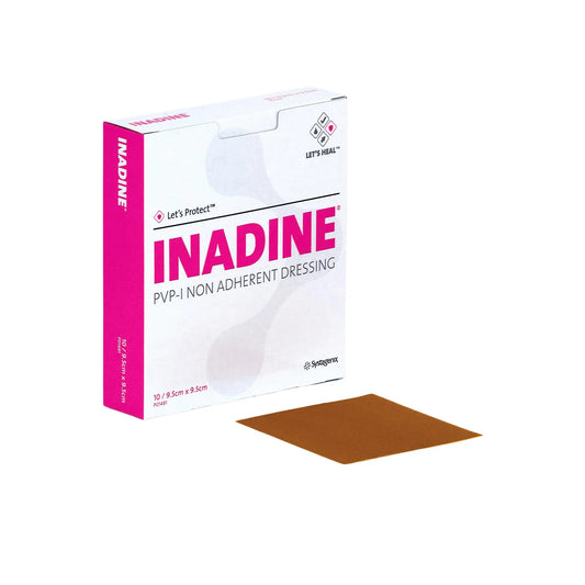 Inadine Iodine Non-Adherent Dressings 9.5cm x 9.5cm (x10) - Arc Health Nutrition