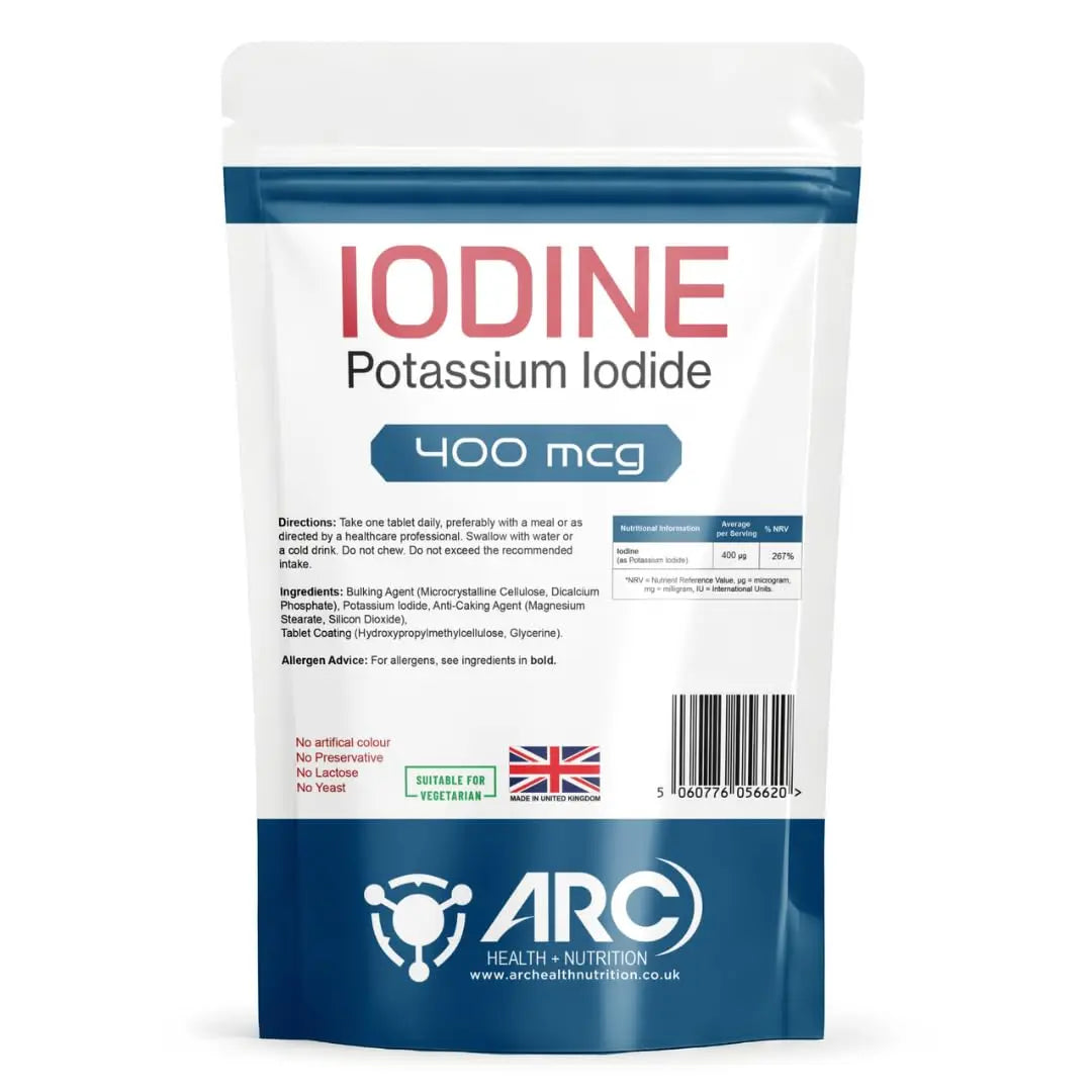 Iodine Supplement 365 Tablets 400mcg Potassium Iodide ARC Health Nutrition