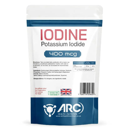 Iodine Supplement 365 Tablets 400mcg Potassium Iodide ARC Health Nutrition
