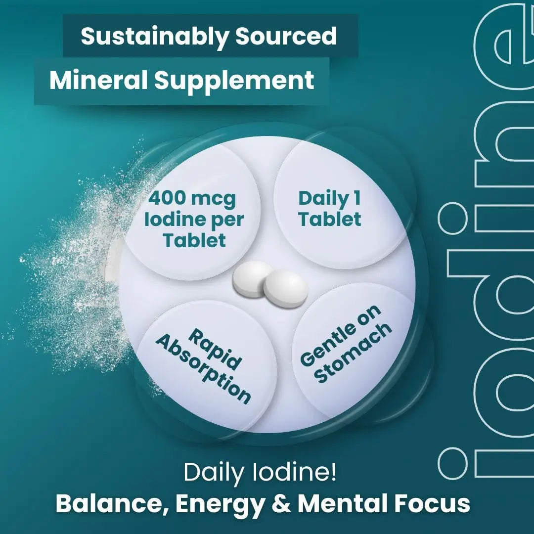 Iodine Supplement 365 Tablets 400mcg Potassium Iodide ARC Health Nutrition