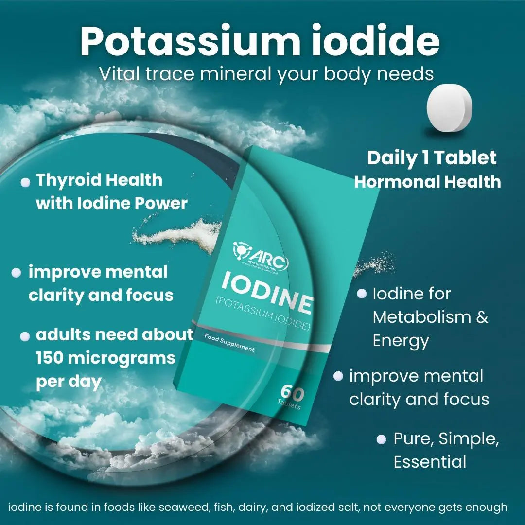 Iodine Supplement 60 Tablets 400mcg (potassium iodine ) Arc Healt Nutrition Ltd