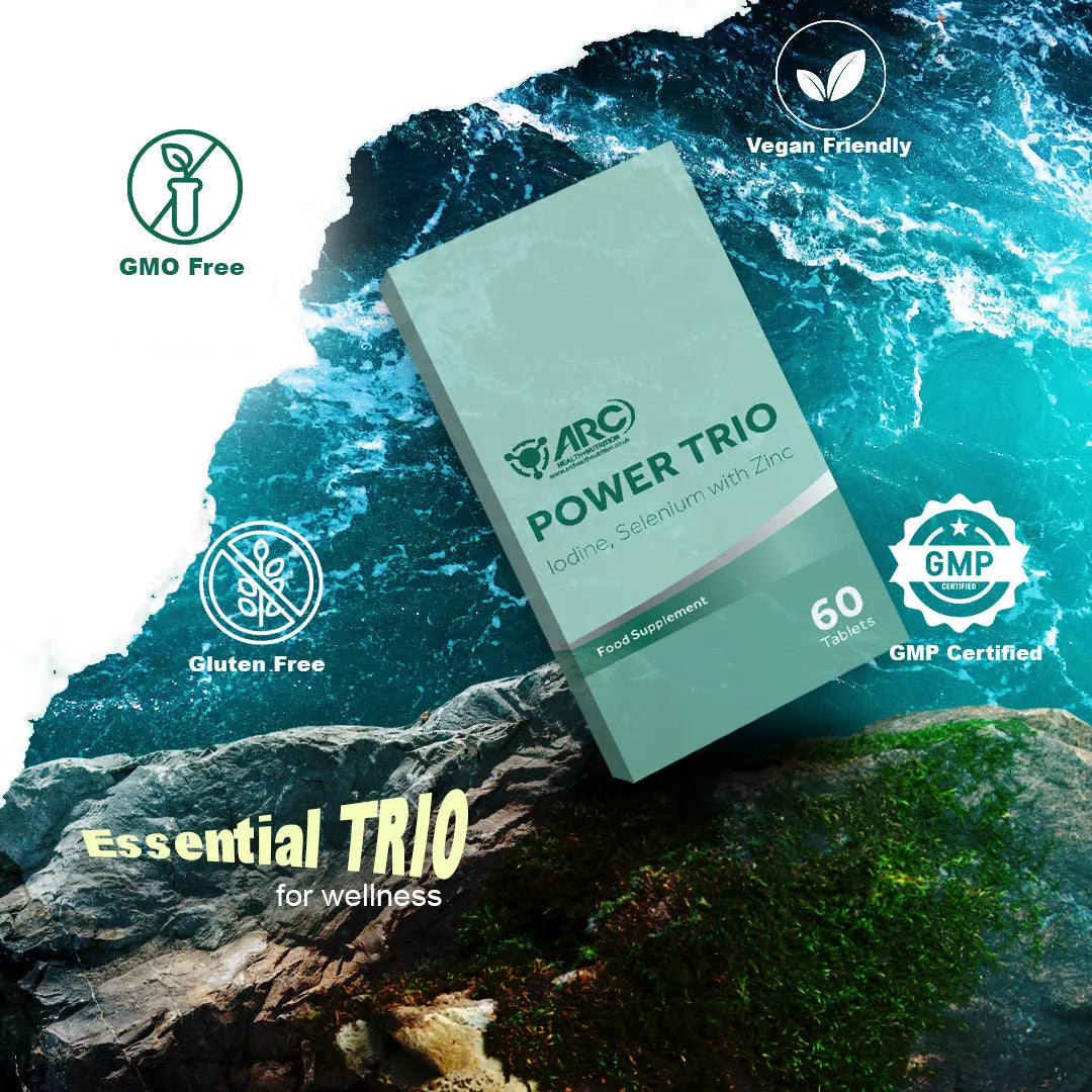 Iodine & Selenium with Zinc Power Trio Minerals Supplement 60 Tablets ARC Health Nutrition
