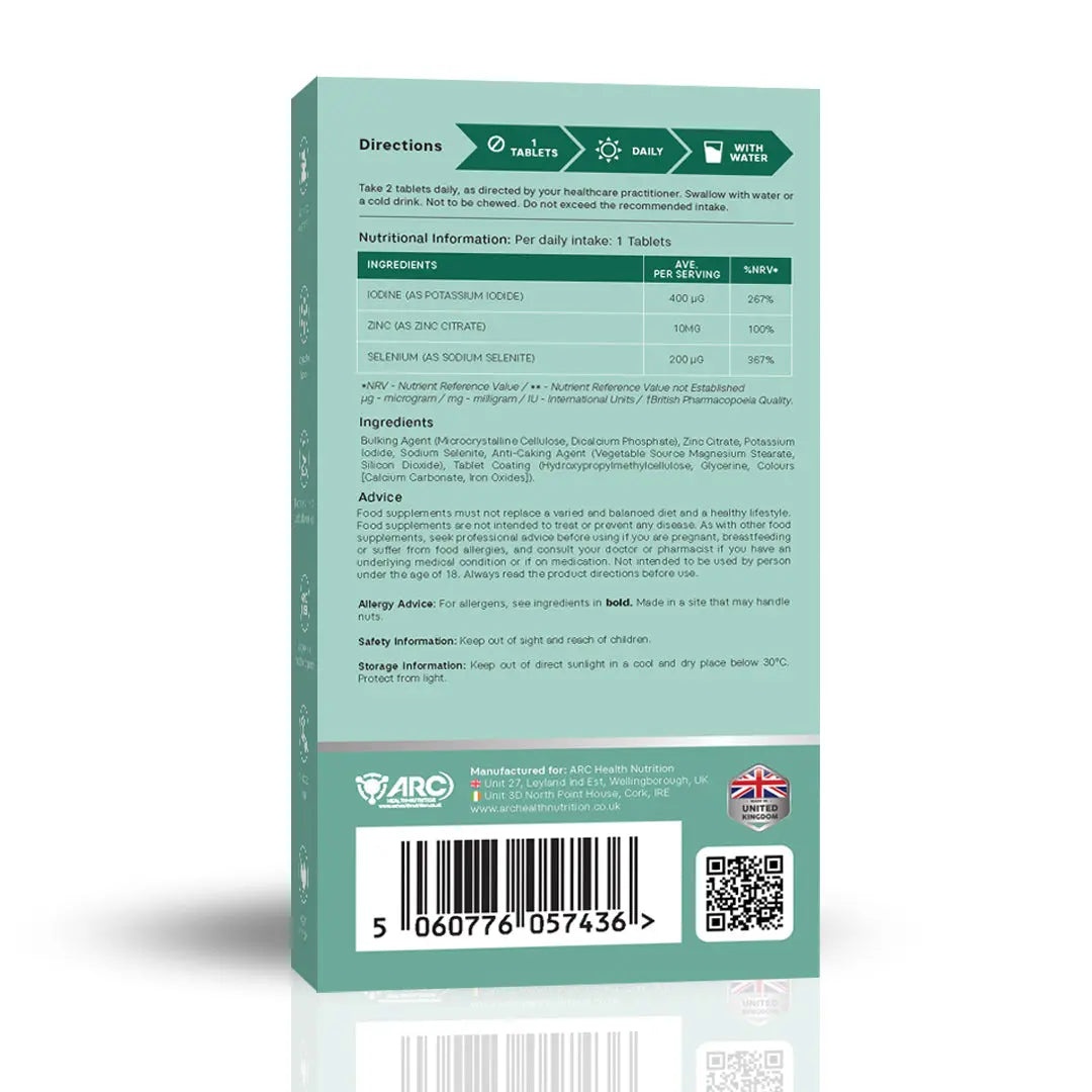 Iodine & Selenium with Zinc Power Trio Minerals Supplement 60 Tablets ARC Health Nutrition