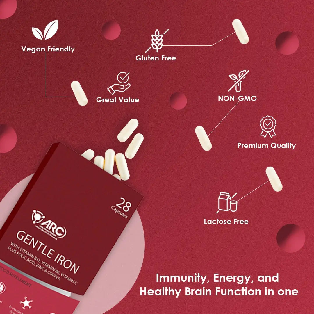 Iron 7-in-1, 56 Capsules with Vitamins C, B6, B12, Folic Acid, Zinc & Copper Arc Health Nutrition UK Ltd