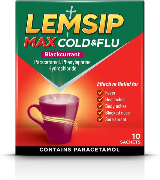 Lemsip Max Cold & Flu Blackcurrant – 10 Sachets Lemsip