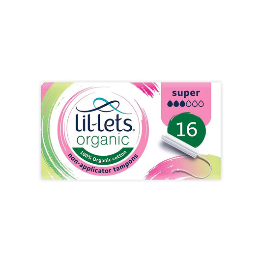 Lil-Lets Organic Non-Applicator Super Tampons 16 per pack