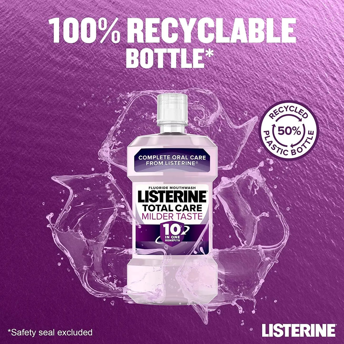 Listerine Total Care Zero Alcohol Smooth Mint Mouthwash 500ml