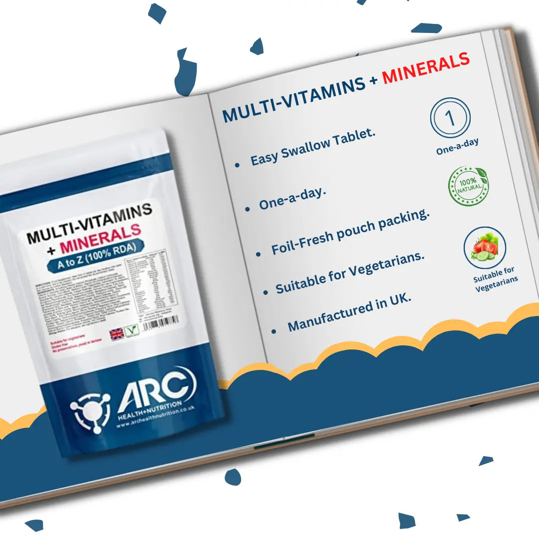 Arc Nutrition Multi Vitamins and Mineral A-Z  vegetarian 360 tablets ARC) HEALTH+NUTRITION WWW.ARCHEALTHNUTRITION.CO.UK