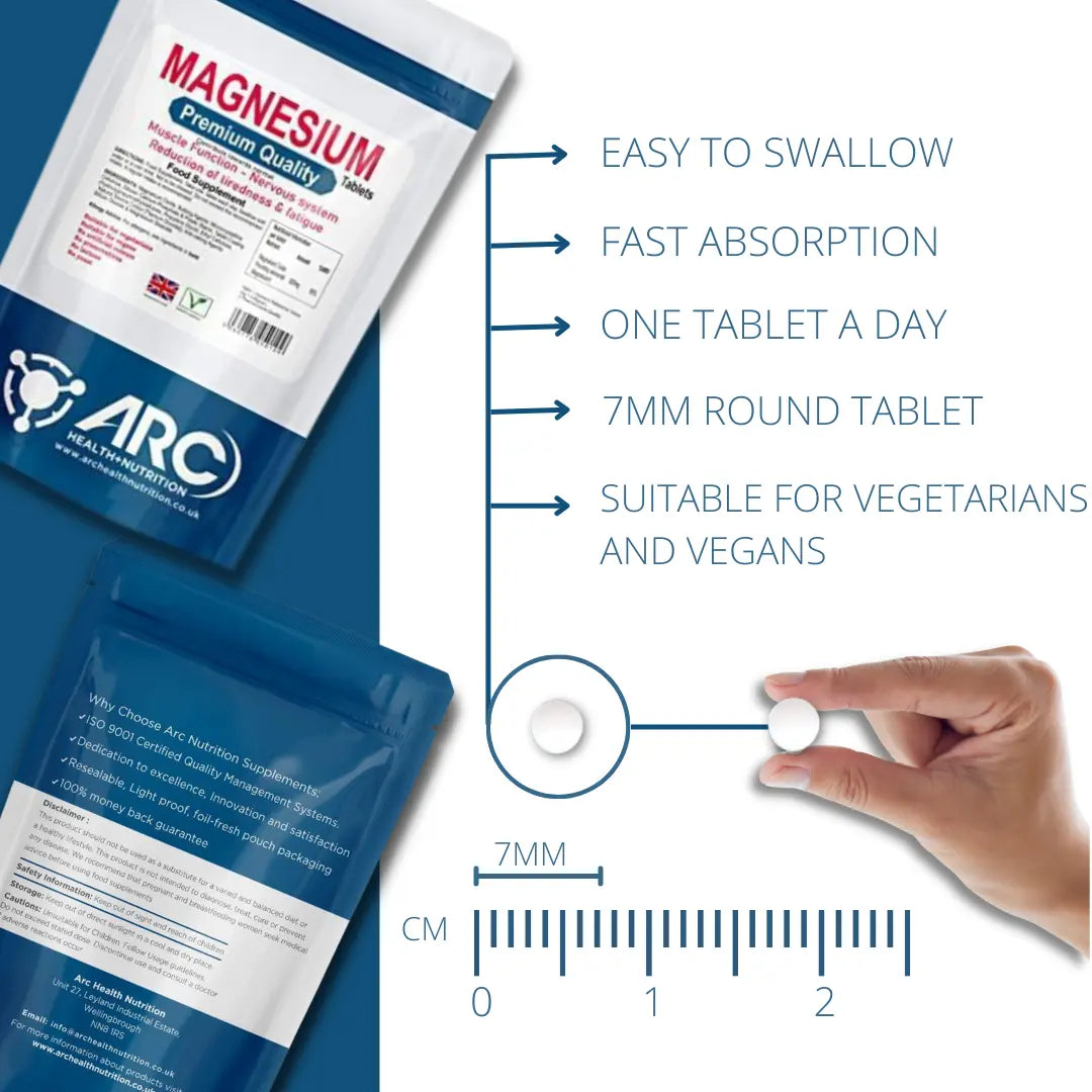 Magnesium 300mg Vegetarian & Vegan Mineral Supplement 360 Tablets - Arc Health Nutrition