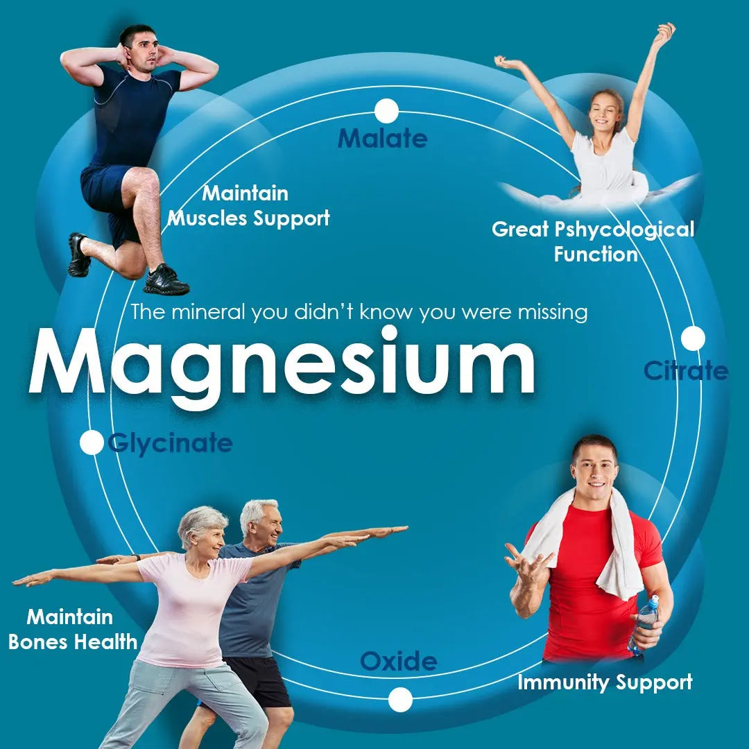 Magnesium 4 in 1 Complex with Vitamin B6 + D3 + Zinc 28 Capsules Magnesium Bisglycinate + Malate + Oxide + Citrate Arc Healt Nutrition Ltd
