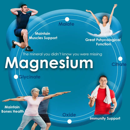 Magnesium 4 in 1 Complex with Vitamin B6 + D3 + Zinc 28 Capsules Magnesium Bisglycinate + Malate + Oxide + Citrate Arc Healt Nutrition Ltd