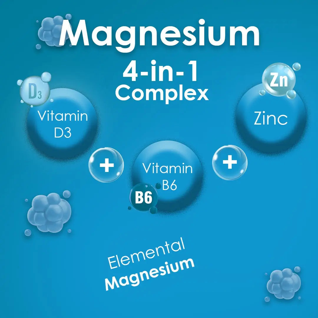 Magnesium 4 in 1 Complex with Vitamin B6 + D3 + Zinc 28 Capsules Magnesium Bisglycinate + Malate + Oxide + Citrate Arc Healt Nutrition Ltd