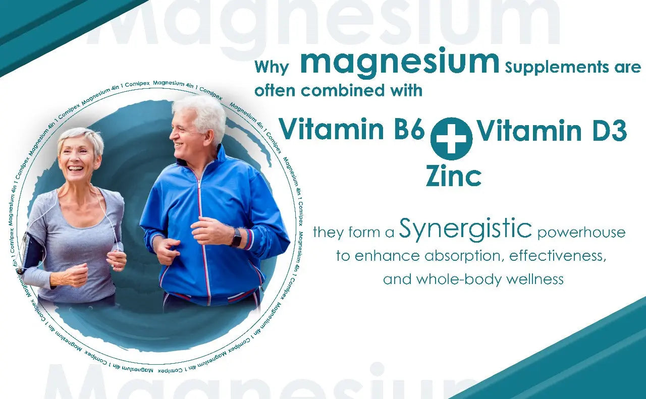 Magnesium 4 in 1 Complex with Vitamin B6 + D3 + Zinc 28 Capsules Magnesium Bisglycinate + Malate + Oxide + Citrate Arc Healt Nutrition Ltd