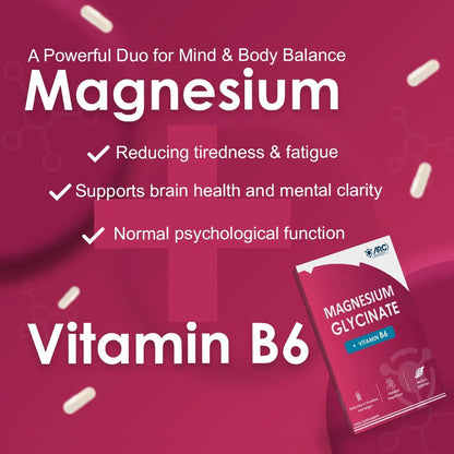 Magnesium Glycinate 1500mg & Vitamin B6 Supplement 28 Capsules ARC Health Nutrition