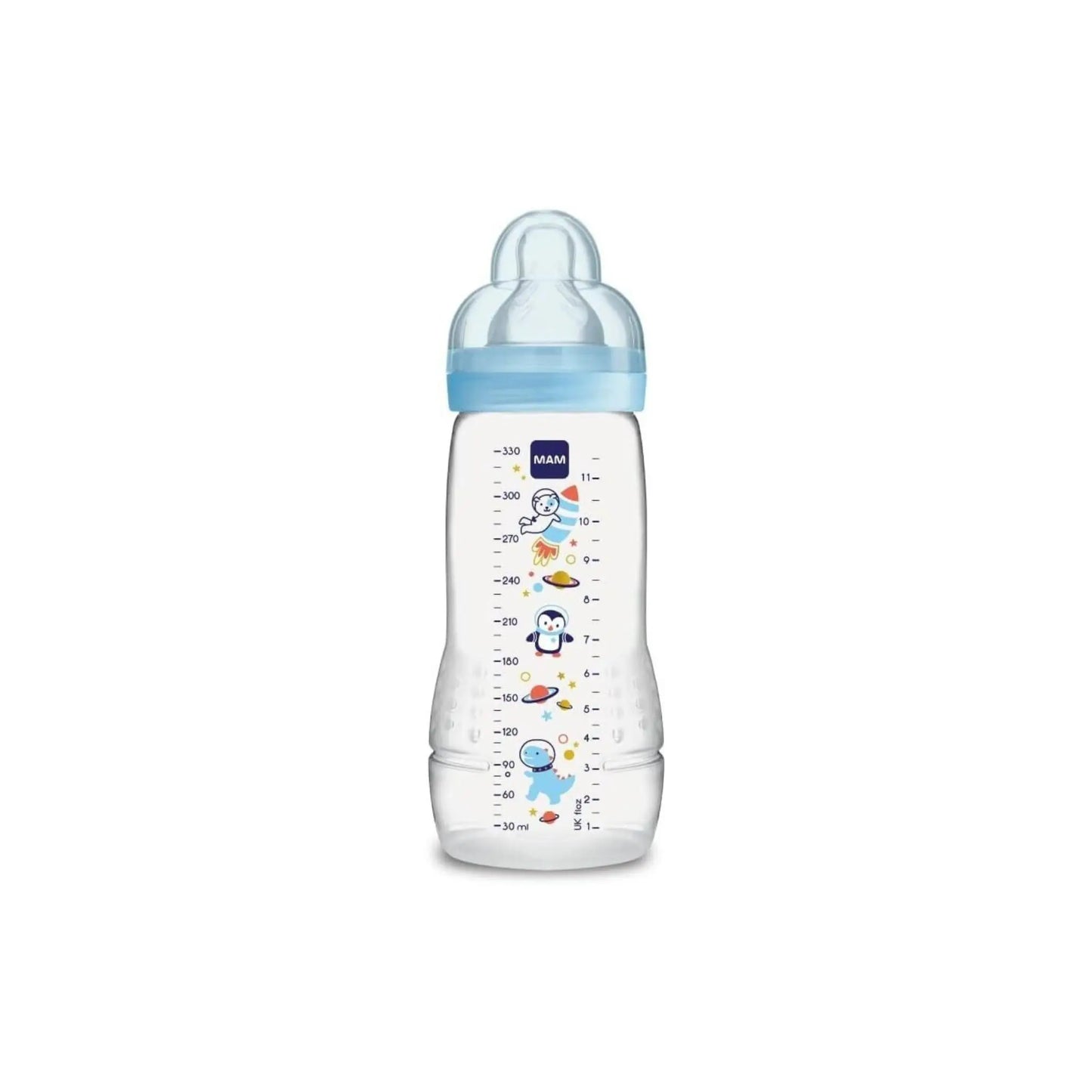 Mam Easy Active Baby Bottle with Teat Size 3 (Fast Flow), 4+ Months, 330 ml,Blue MAM