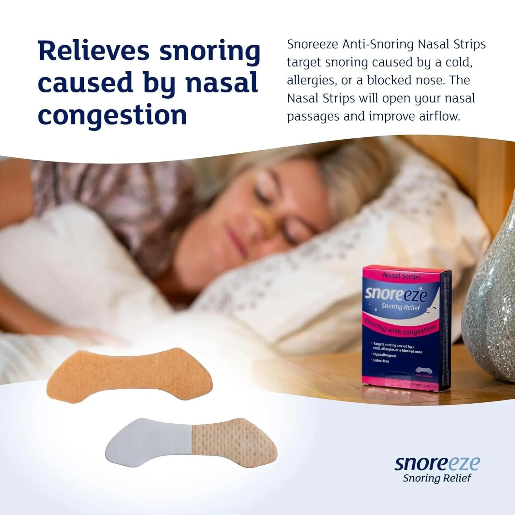 Snoreeze Snoring Relief Nasal Strips Small/Medium - 20 Applications Snoreeze