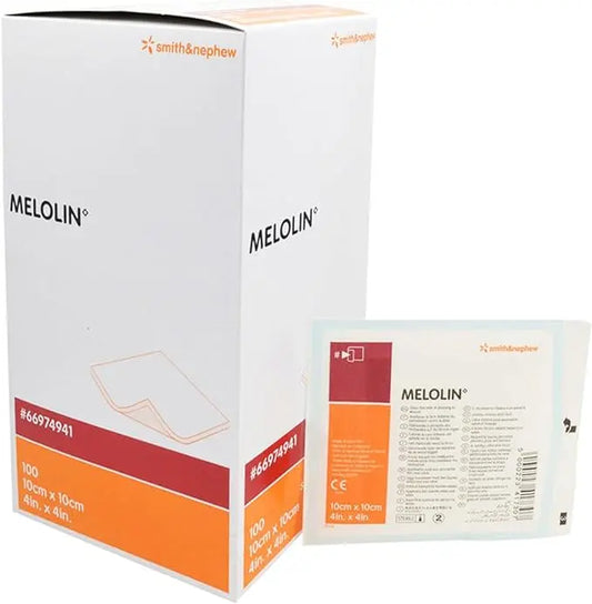 Melolin Low Adherent Absorbent Cushioned Dressing 10 cm x 10 cm - (box of 100) Smith & Nephew