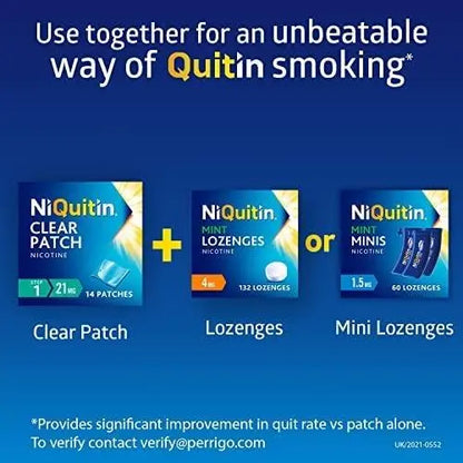 NiQuitin 21mg Step 1- 14 Nicotine Patches- Stop Smoking Aid