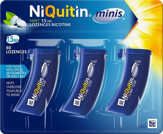 NiQuitin Minis Mint 1.5mg, 60 Lozenges- Quit Smoking Aid
