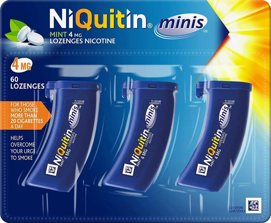 NiQuitin Minis Mint 4mg, 60 Lozenges- Quit Smoking Aid