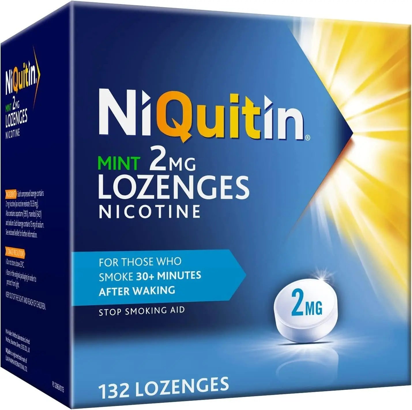 NiQuitin Mint 2mg Lozenges, 132 Lozenges- Quit Smoking Aid