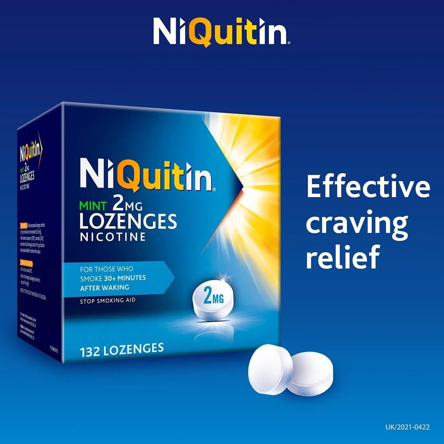 NiQuitin Mint 2mg Lozenges, 132 Lozenges- Quit Smoking Aid