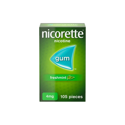 Nicorette Gum Freshmint, Discreet and Fast-Acting Stop Smoking Aid to Ease Cravings, Nicotine Gum with Pleasant Freshmint Flavour, Chewing Gum 4mg 105-Gum