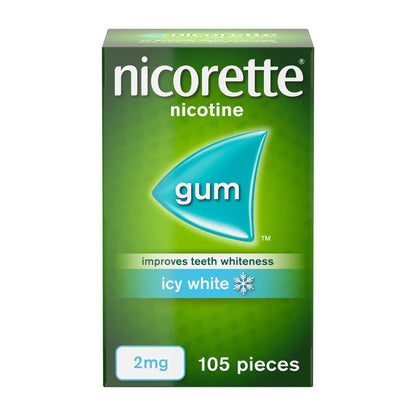 Nicorette Icy White 2mg Gum, Whitening Gum-105 Pieces