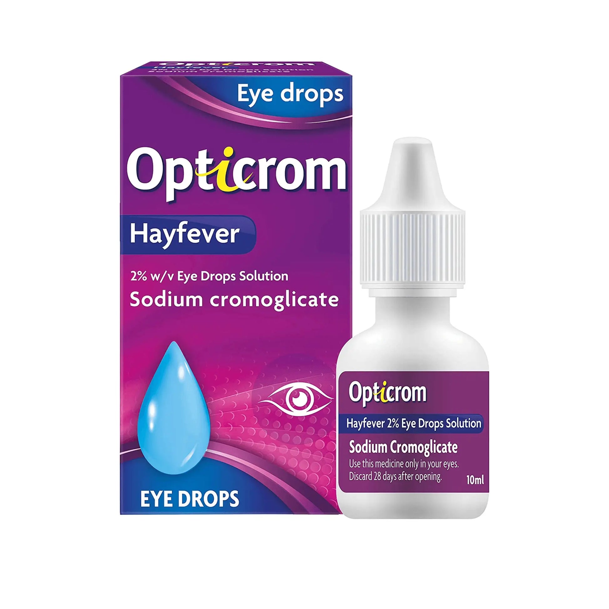 Opticrom Hayfever Allergy Eye Drops Sodium Cromoglicate - 10 ml - Arc Health Nutrition UK Ltd