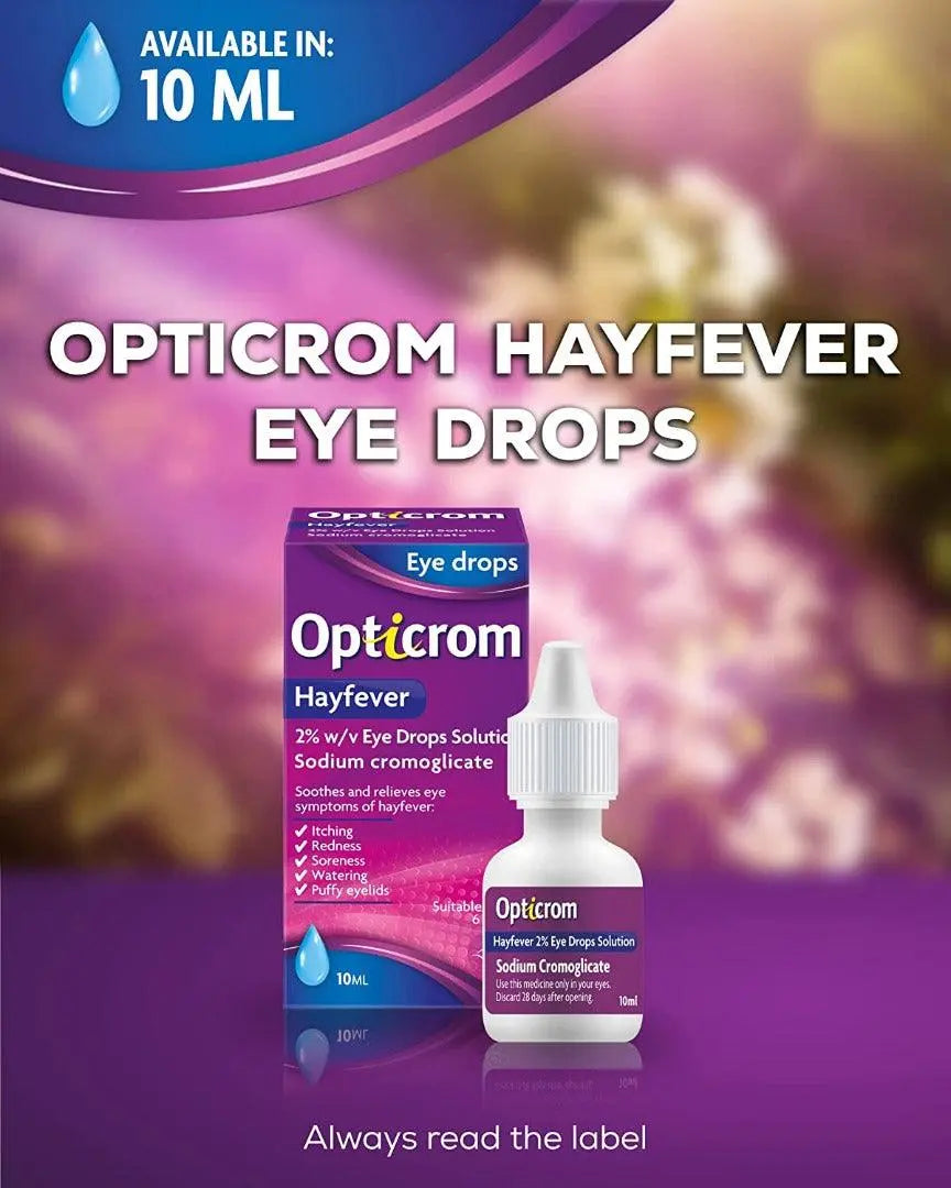 Opticrom Hayfever Allergy Eye Drops Sodium Cromoglicate - 10 ml - Arc Health Nutrition UK Ltd