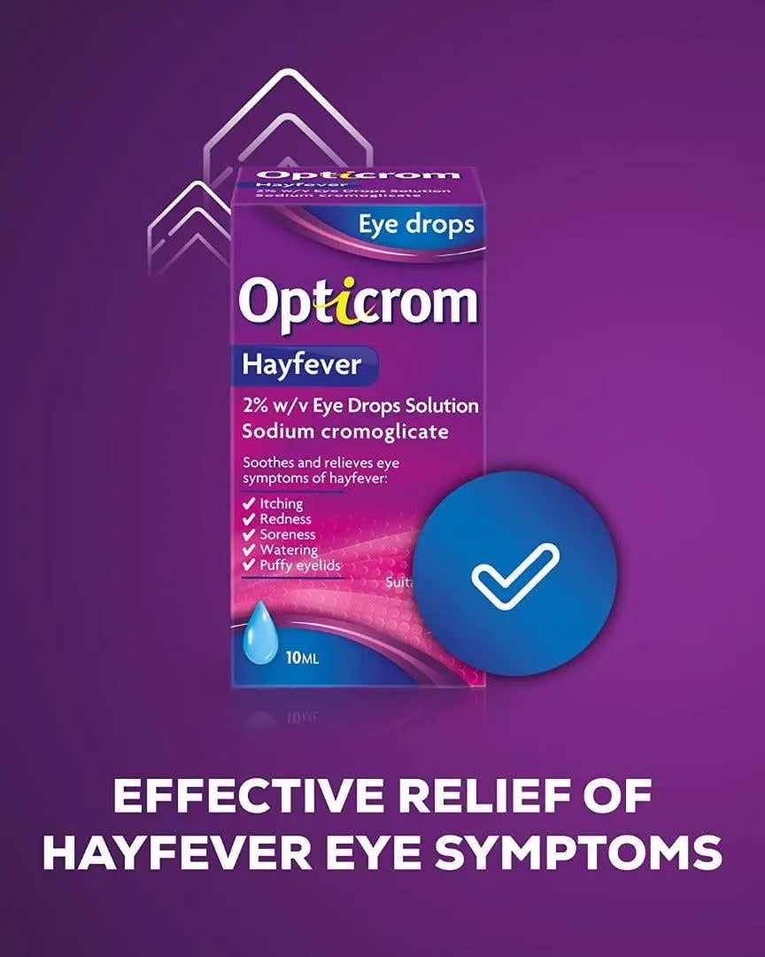 Opticrom Hayfever Allergy Eye Drops Sodium Cromoglicate - 10 ml - Arc Health Nutrition UK Ltd