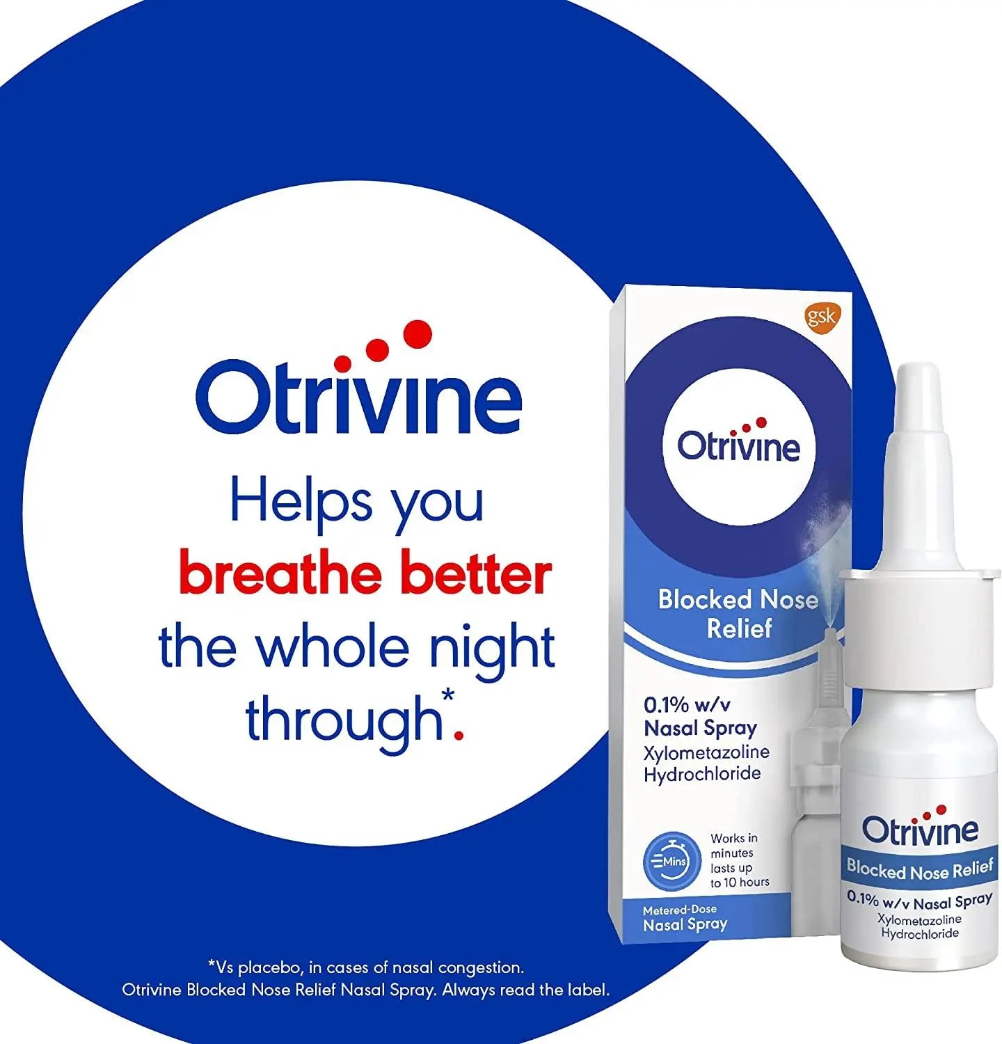 Otrivine Nasal Spray Blocked Nose Relief Adult Metered Dose Nasal Spray 0.1% - 10ml