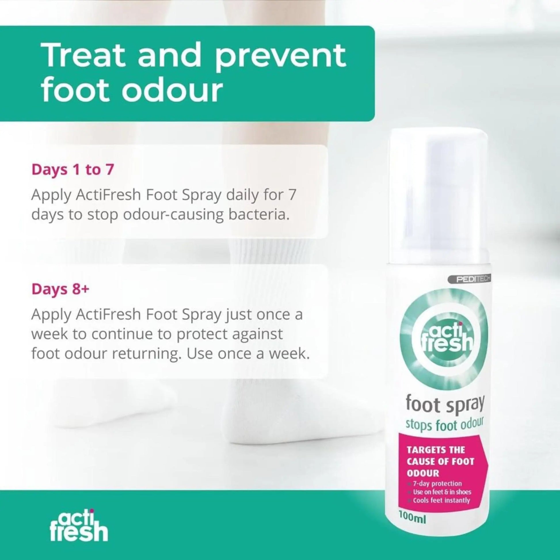 PEDITECH Acti Fresh Foot Odour Spray - 100ml Peditech