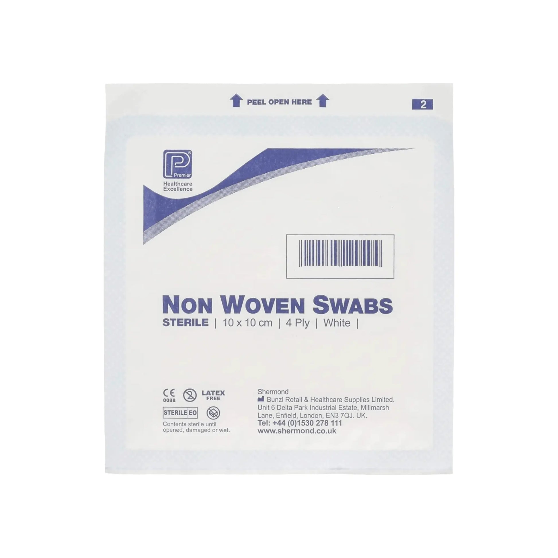 Premier 1870A 4 Ply Sterile Absorbent Non Woven Swab, 10cm x 10cm Pack of 40 (5 Swabs/Pack) - Arc Health Nutrition