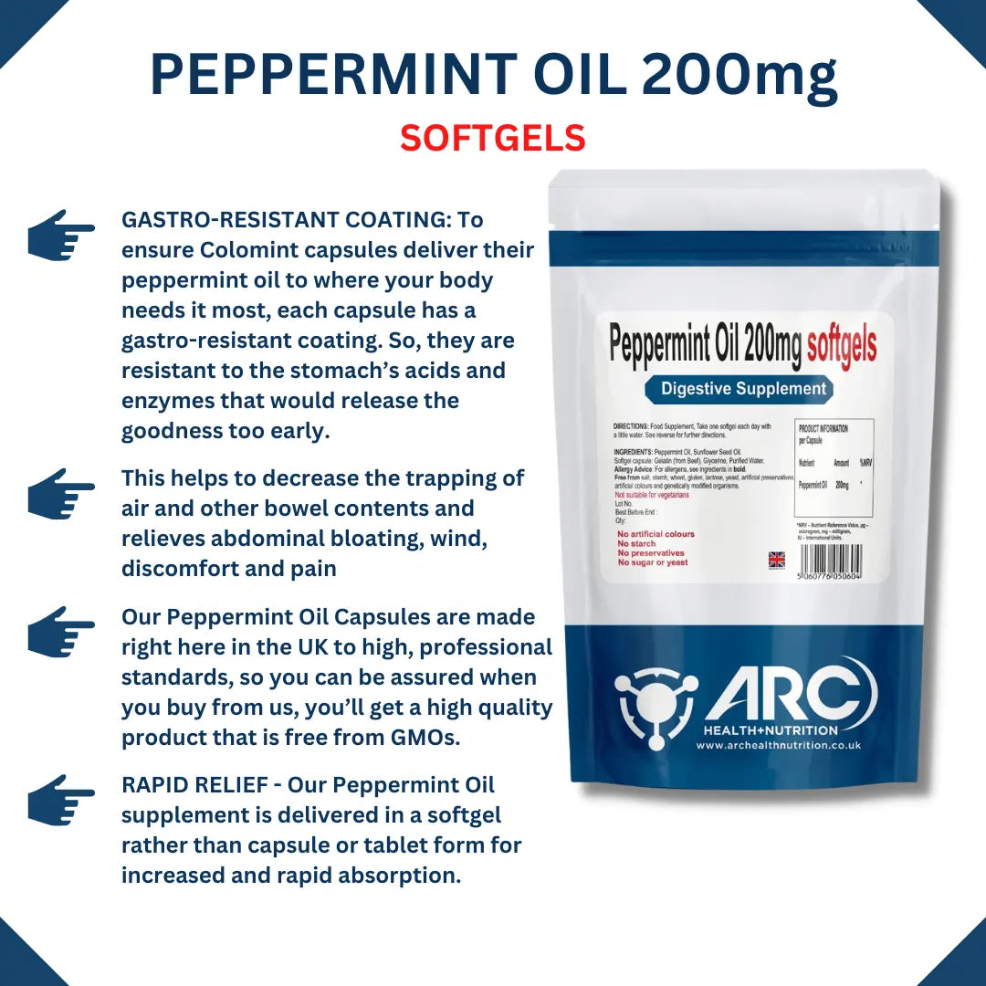 Peppermint Oil 200mg Softgel Capsules - Natural Digestive Comfort and Freshness
