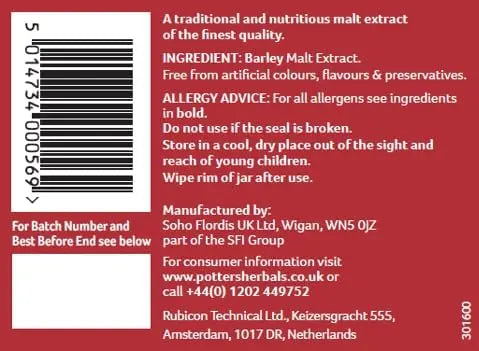 Potters Herbals Malt Extract & Cod Liver Oil Vitamin D Bone Health - 650g potter