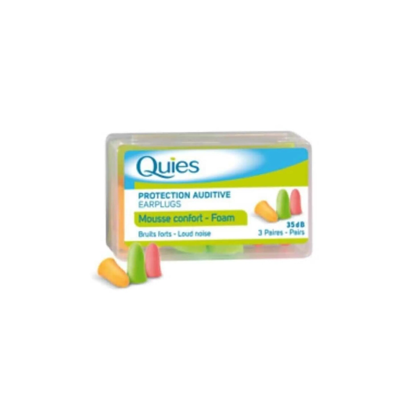 Quies Earplugs Foam 3 Pairs 35 dB Noise Reduction Barrier Against Loud Noise x 1 Quies