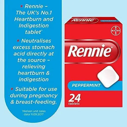 Rennie Peppermint Tablets, Pack of 24