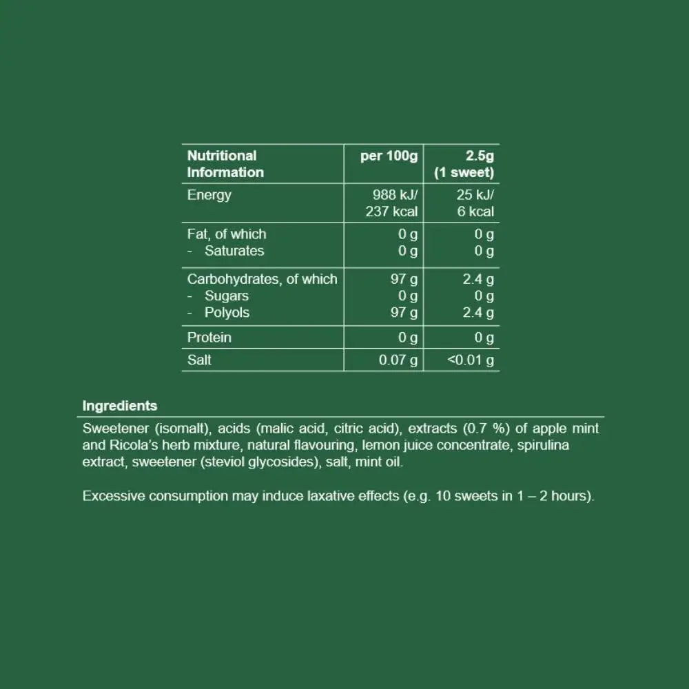 Ricola Apple Mint Sugar Free Swiss Herbal Sweets, Herb Drops 45g Ricola