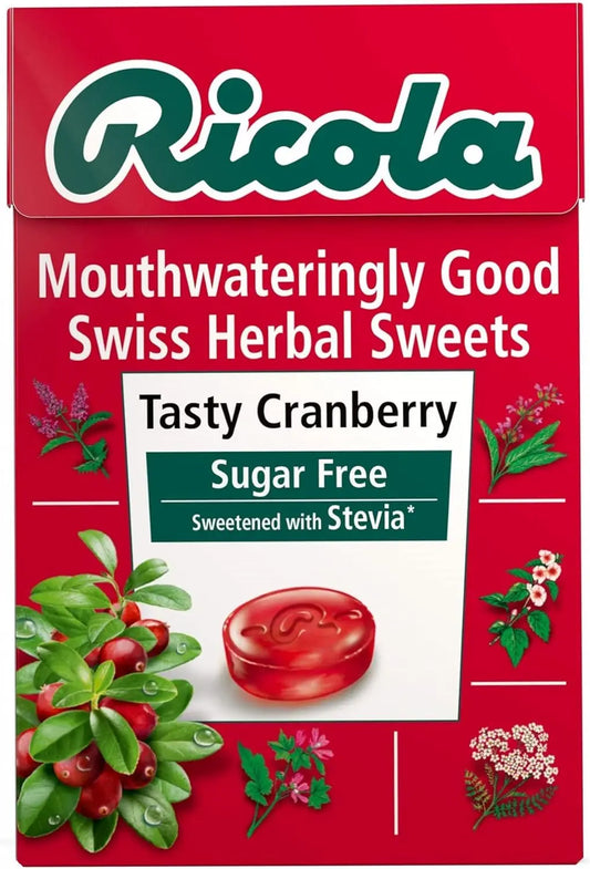 Ricola Cranberry Sugar Free Swiss Herbal Herb Drops - Pack of 20 Ricola