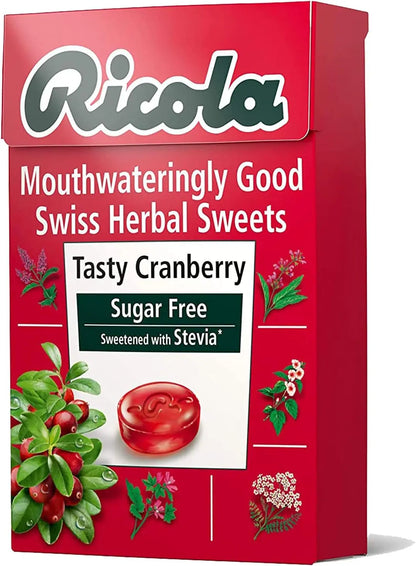 Ricola Cranberry Sugar Free Swiss Herbal Herb Drops - Pack of 20 Ricola