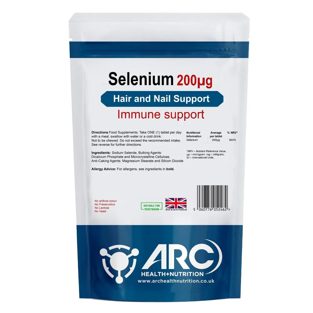 Selenium 200mcg Mineral Supplement Tablets - Essential Support for Immune Health Arc Health Nutrition