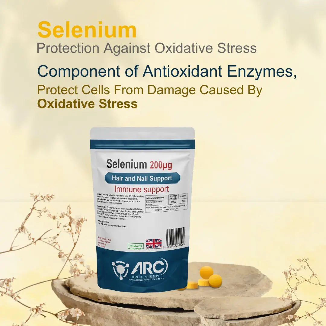 Selenium 200mcg Mineral Supplement Tablets - Essential Support for Immune Health Arc Health Nutrition